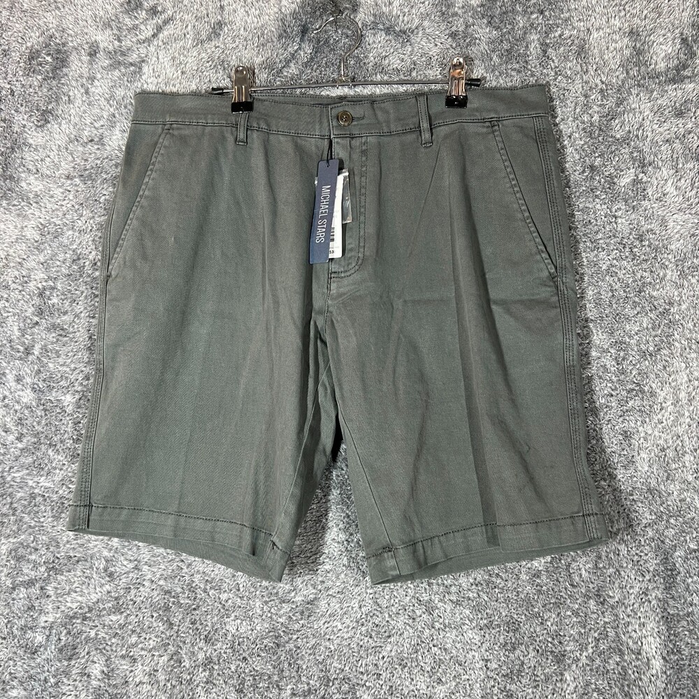 Michael Stars Shorts Mens 34 Gray Button Fly 9.5" Inseam Casual Chino New